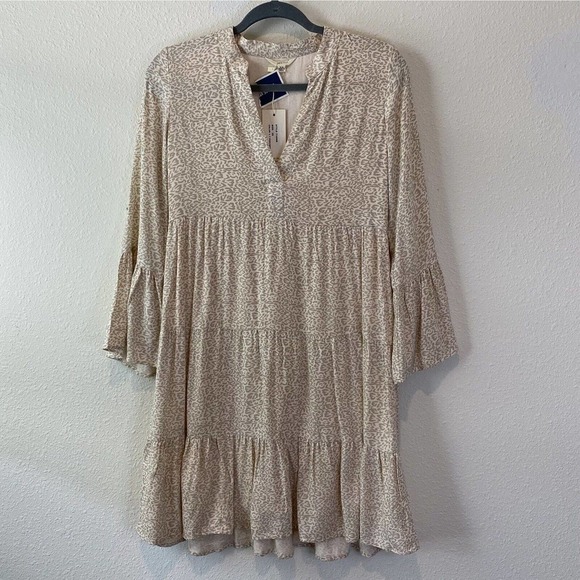 NWT Sim & Sam Tunic Dress Pale Pink Sz XS Tiered Skirt Animal Leopard Print - Picture 1 of 6